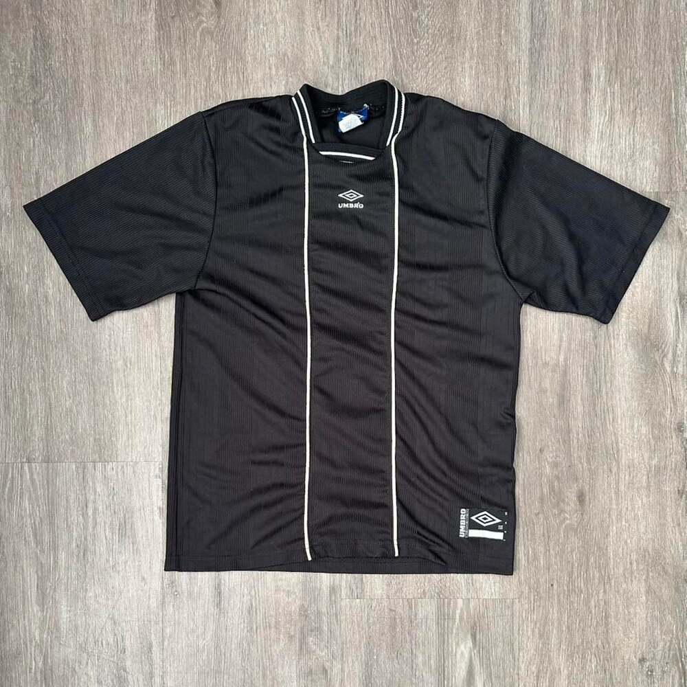 Vintage Umbro Soccer Jersey, Black with White Piping, Men's Size Small — Made in